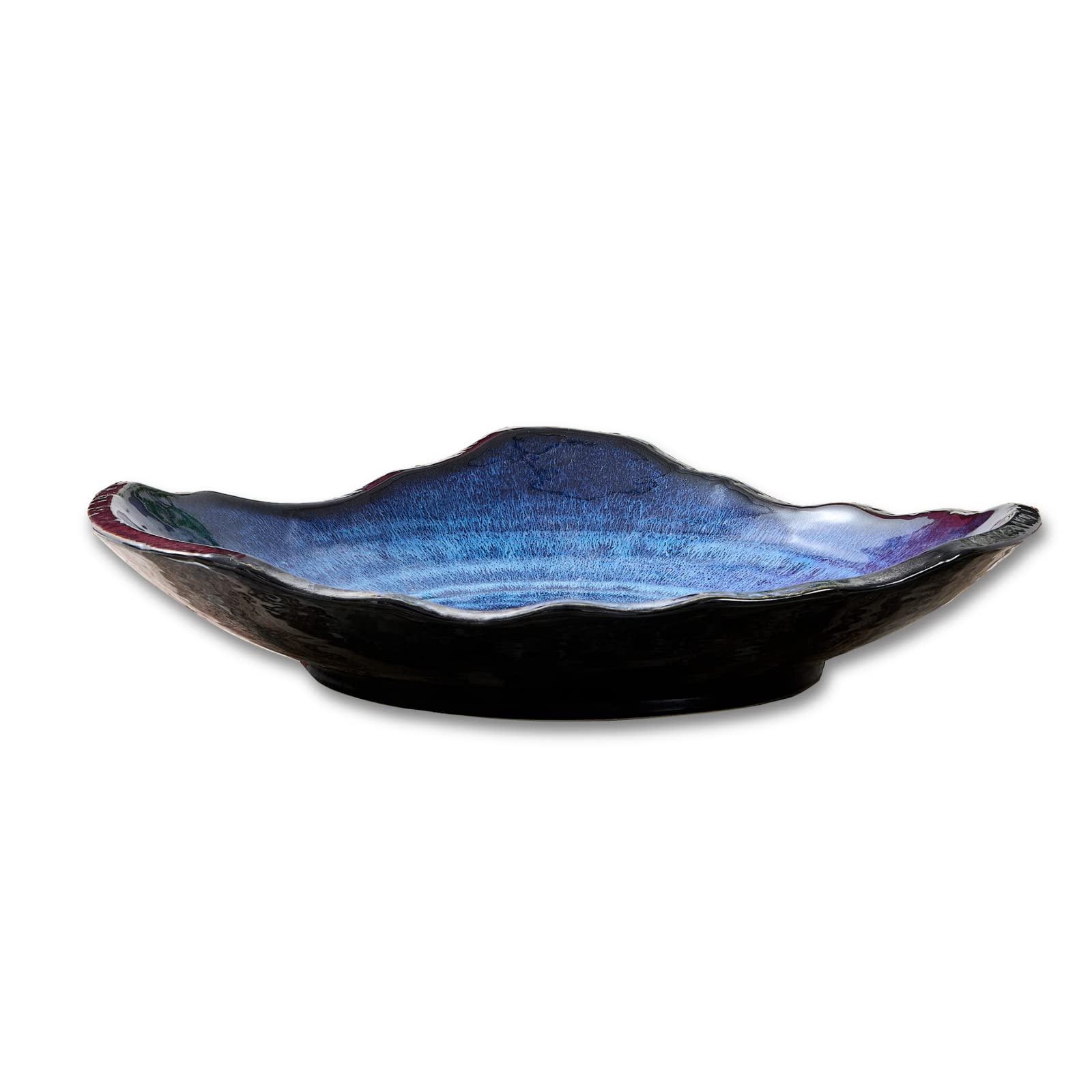 Large Ceramic Decorative Bowl, 12" Green Reactive Glaze Centerpiece Bowl, Modern Coffee Table Decor, Entryway Catchall Key Bowl, Decorative Fruit Bowl for Dining Table Living Room (12'')