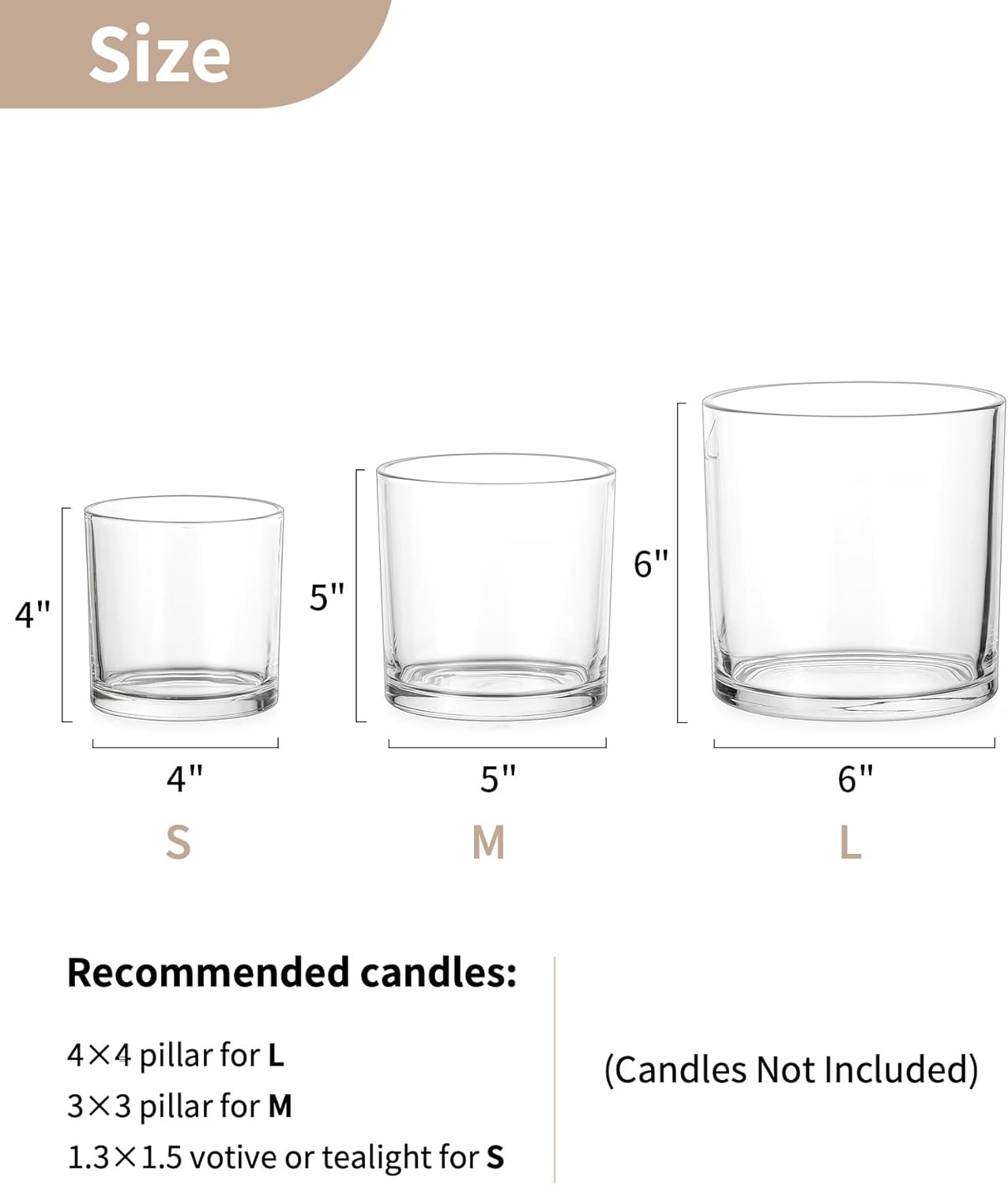 NUPTIO Hurricane Glass Candle Holders: Set of 3 Thick Glass Large Pillar Candle Holder - Clear Vases for Wedding Table Centerpieces Decor