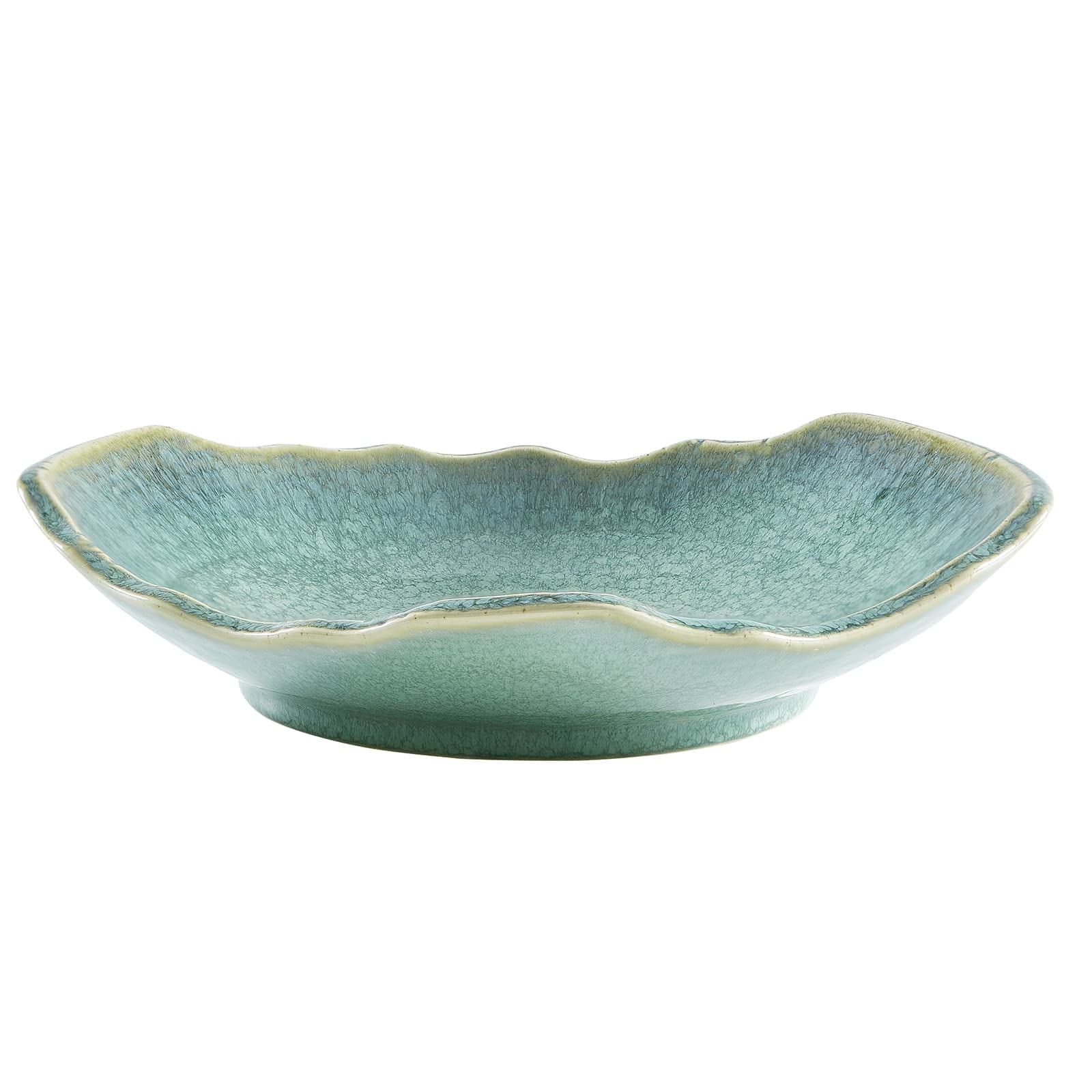 Large Ceramic Decorative Bowl, 12" Green Reactive Glaze Centerpiece Bowl, Modern Coffee Table Decor, Entryway Catchall Key Bowl, Decorative Fruit Bowl for Dining Table Living Room (12'')