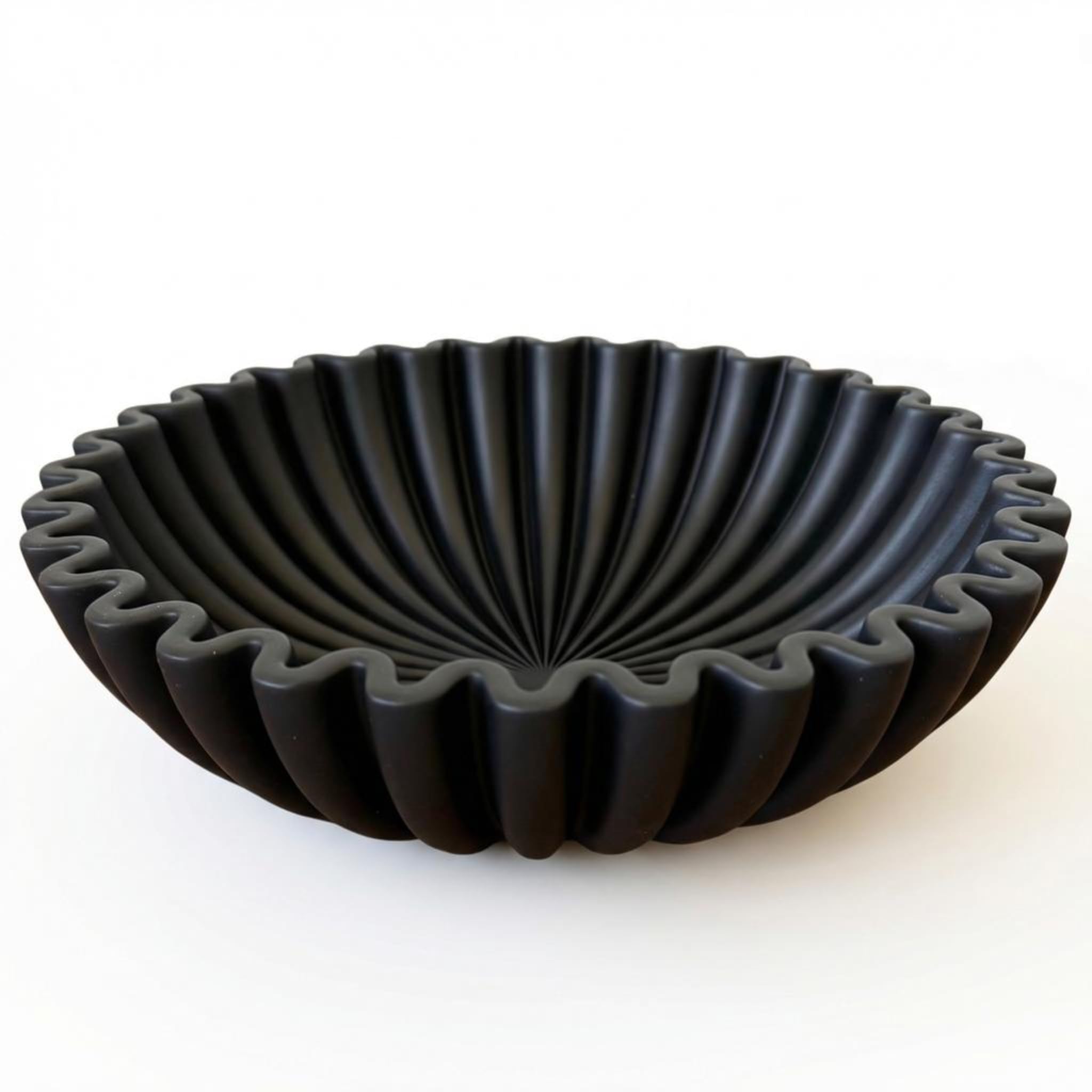 OAKOA Large Decorative Bowl - White Decorative Bowls for Home Decor - Organic Modern Home Decor Bowl - Concrete Ruffle Bowl Decor - Fluted Bowl - Scalloped Bowl