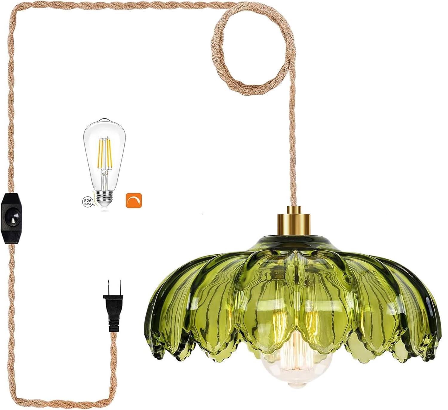 Boho Plug in Pendant Light,Hanging Light with Plug in Cord,Hanging Lamp Macrame Lamp Shade,Dimmable Switch,3 Tier Hanging Plant Shelf Shelves Bohemian Decor for Bedroom Living Room Corner