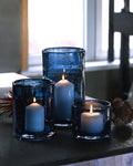 ARIAMOTION Hurricane Candle Holders for Pillar Hand Blown Glass Cylinder Vases Table Centerpiece Bulk Room Decor Clear Seeded Bubbles Living Dining Kitchen Island 10" 7" 4" Set of 3