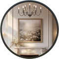 G-LEAF Black Round Mirror 32 inch Circle Mirror for Bathroom Vanity, Entryway, Living Room, Round Bathroom Mirror for Wall