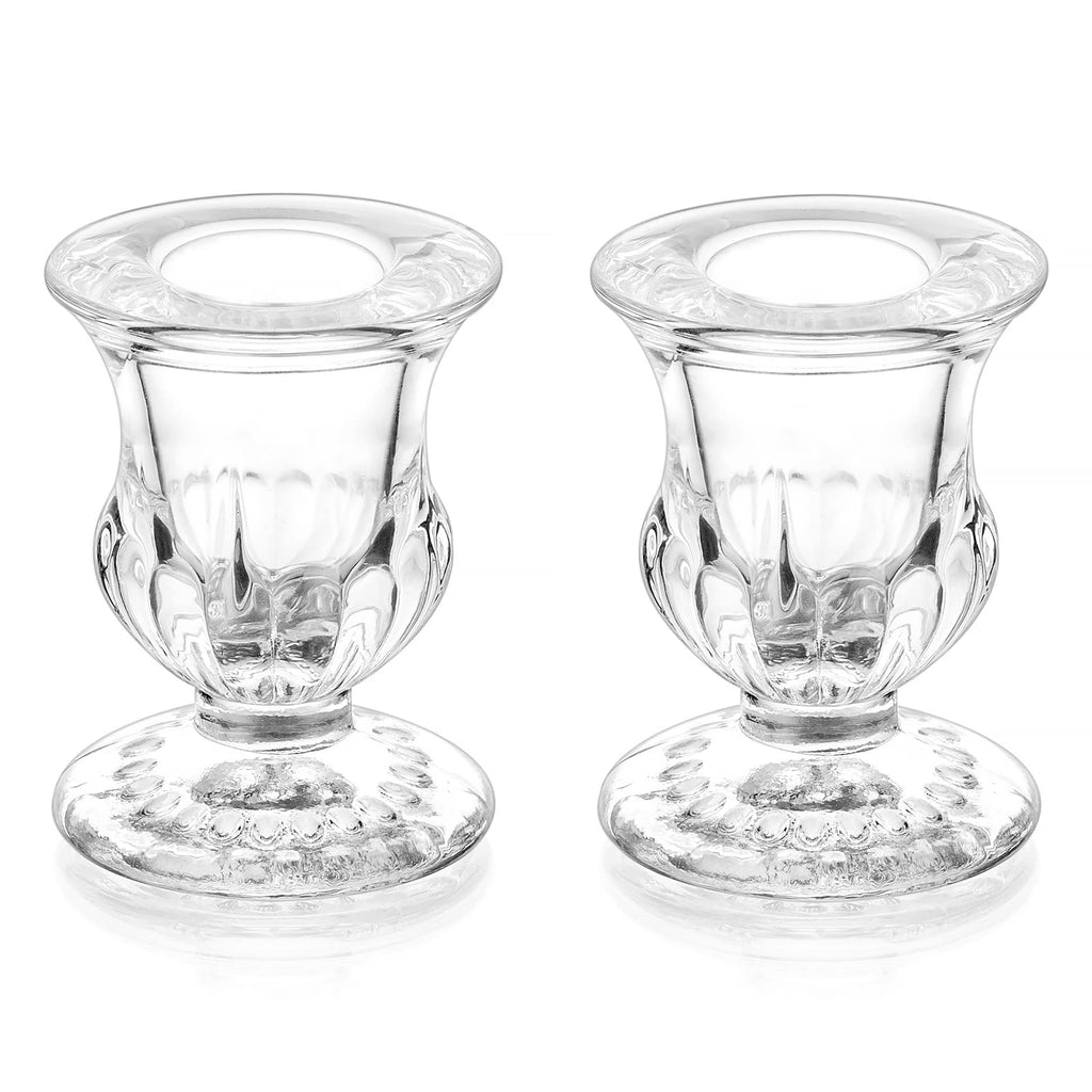 20 Pcs Glass Taper Candle Holders - Romadedi Clear Small Candlestick Holder Bulk, Thicker Glass Candle Sticks Set for Wedding Christmas Party Dining Table Table Centerpiece Decor