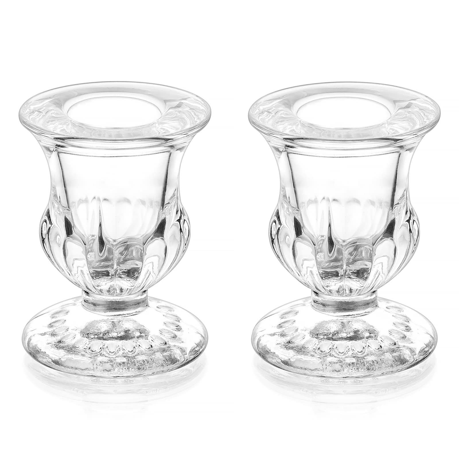 20 Pcs Glass Taper Candle Holders - Romadedi Clear Small Candlestick Holder Bulk, Thicker Glass Candle Sticks Set for Wedding Christmas Party Dining Table Table Centerpiece Decor