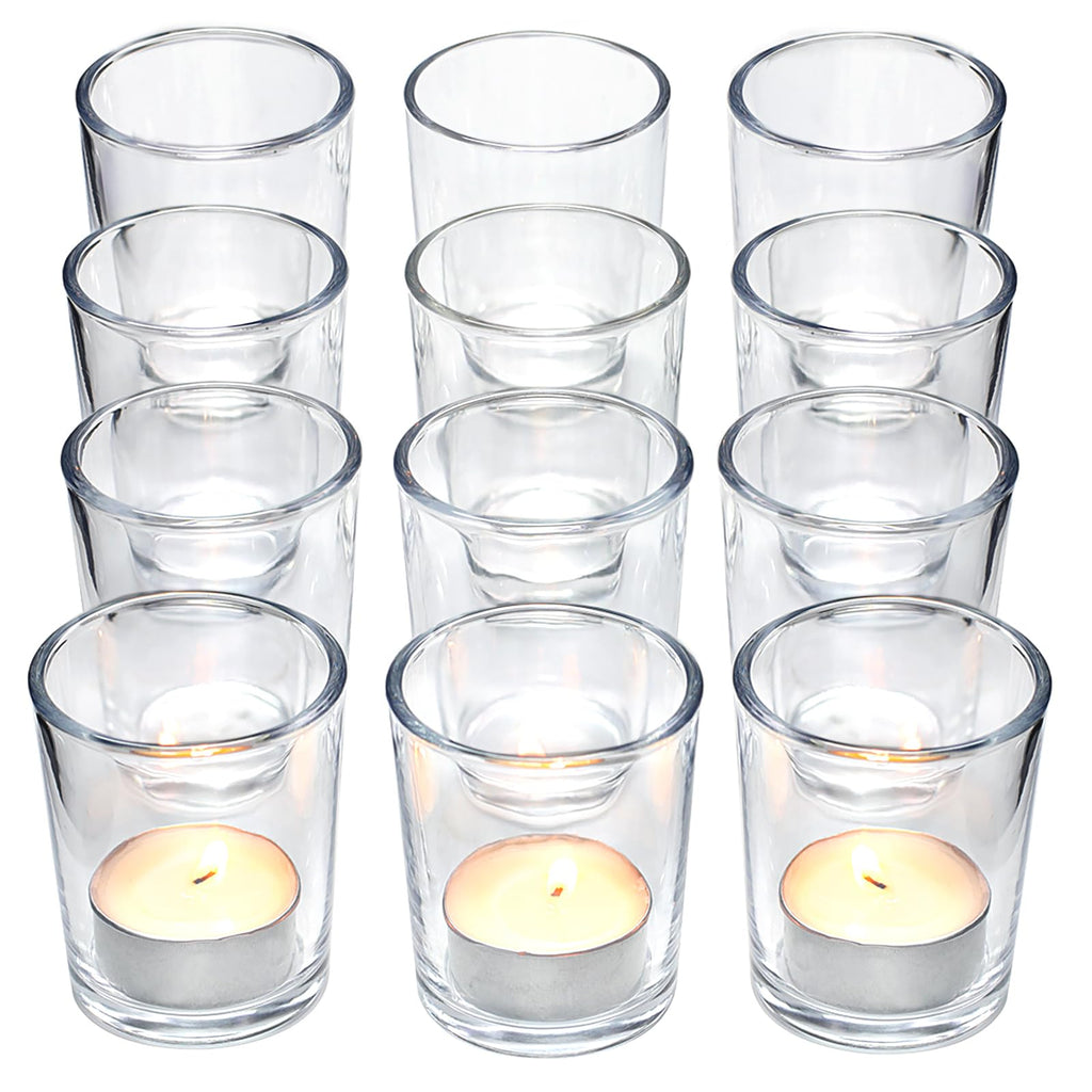 Letine 36-Pack Votive Candle Holders - Clear Glass Tea Light Holders - Glass Votive Candle Holder Bulk for Wedding Centerpieces/Home Table Decor/Propose/Christmas and Spring Party Decor