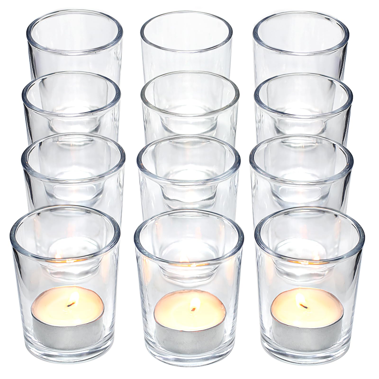 Letine 36-Pack Votive Candle Holders - Clear Glass Tea Light Holders - Glass Votive Candle Holder Bulk for Wedding Centerpieces/Home Table Decor/Propose/Christmas and Spring Party Decor