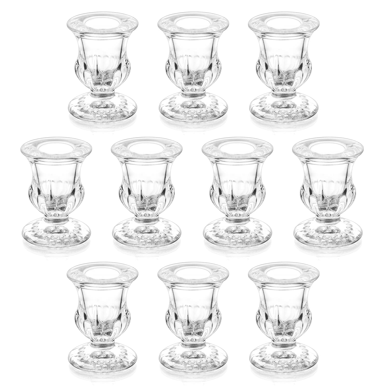 20 Pcs Glass Taper Candle Holders - Romadedi Clear Small Candlestick Holder Bulk, Thicker Glass Candle Sticks Set for Wedding Christmas Party Dining Table Table Centerpiece Decor
