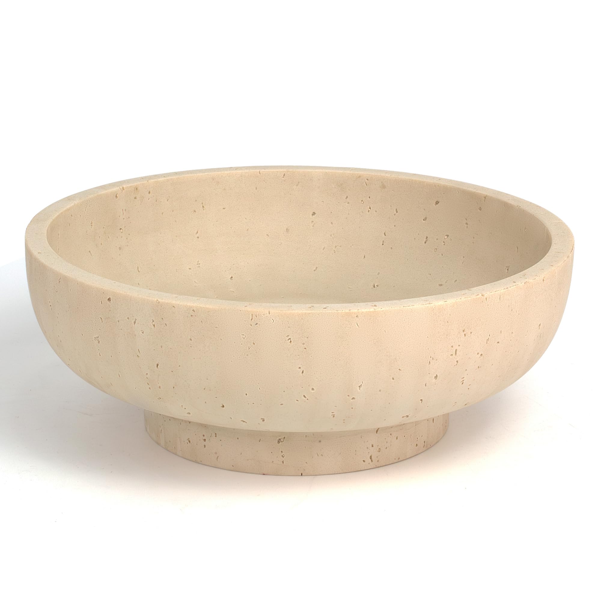 Large Decorative Bowl, Modern Handicraft Resin Bowls for Home Decor, Decorative Fruit Bowl for Kitchen Counter, Stylish Key Bowl for Entry Table, Artificial Stone Resin Beige