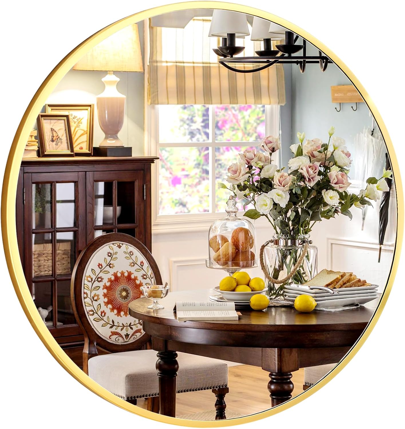 30 Inch Round Mirror - Circle Mirrors for Bathroom, Entryway and Living Room Wall Decor, Modern Hanging Vanity Mirror, Matte Gold Circle Decorative Wall Mirror